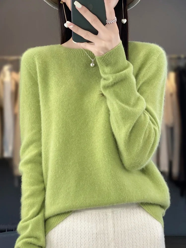 Womens Round Neck Knit Sweater | Casual Long Sleeve