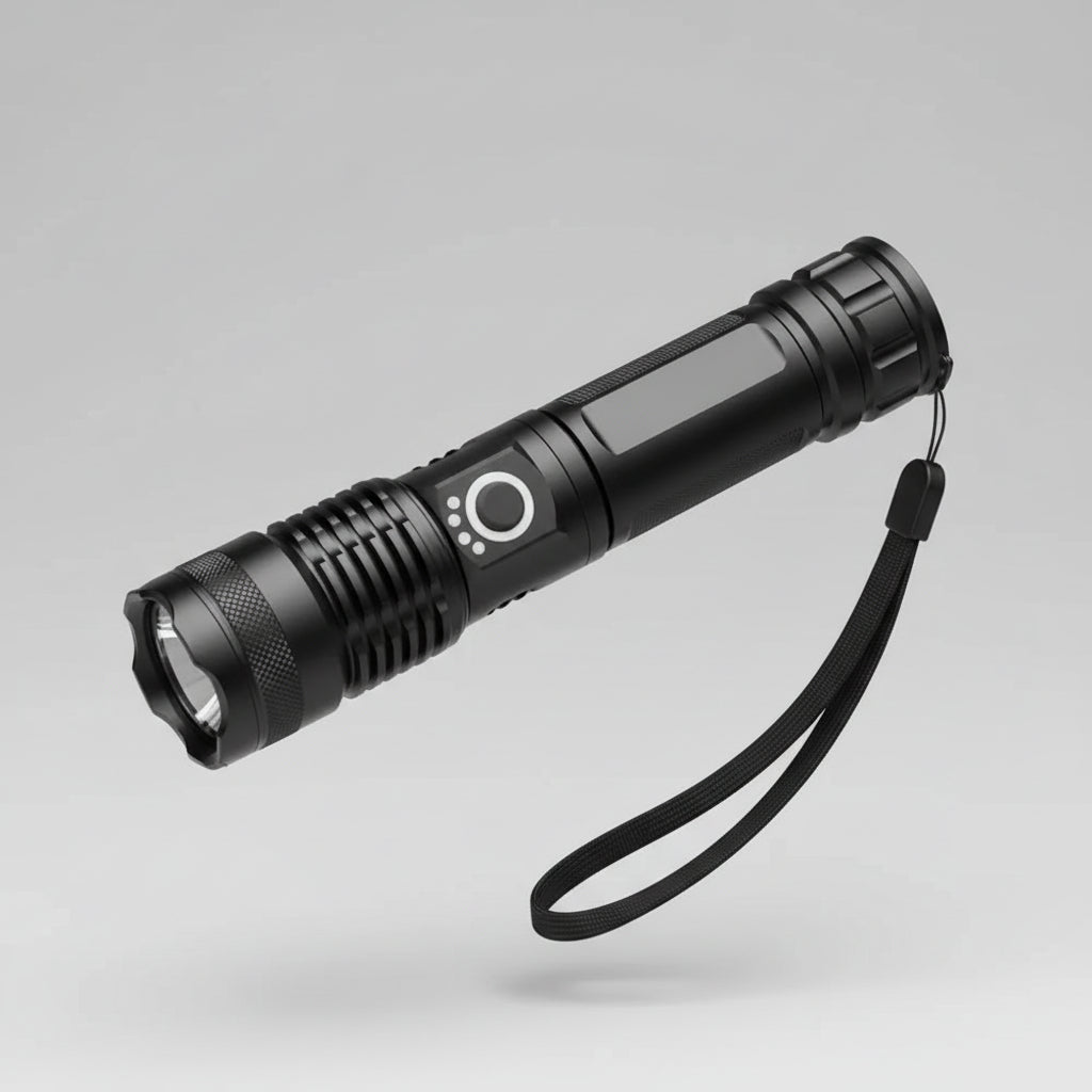 Wiederaufladbare LED-Taschenlampe mit hohem Lichtstrom und Fokussier-Zoom