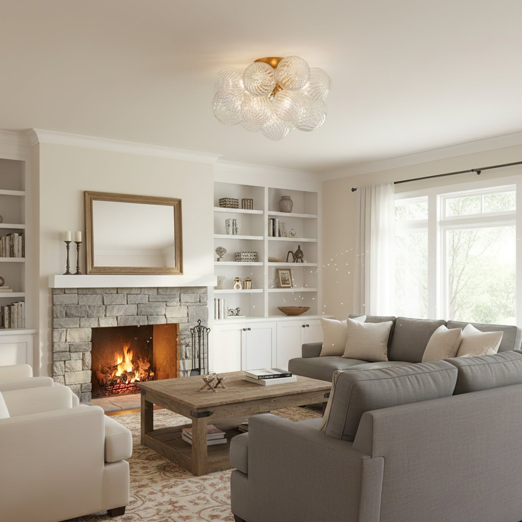 Orb Cluster Ceiling Light with Sculptural Frame