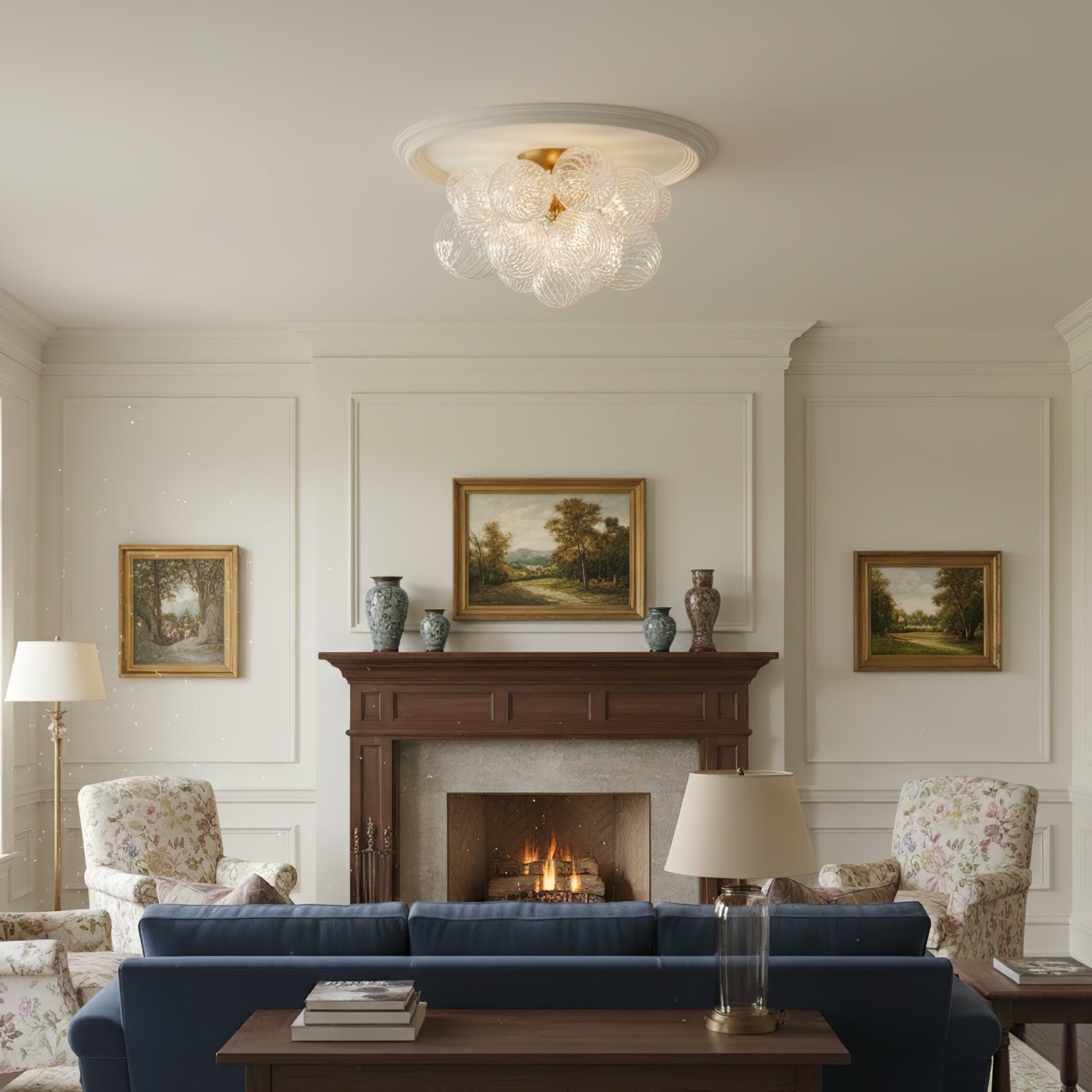 Orb Cluster Ceiling Light with Sculptural Frame