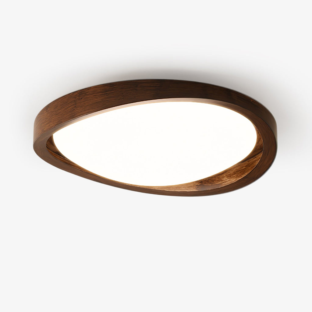Moderne LED-Deckenleuchte mit gebogenem Walnuss-Finish