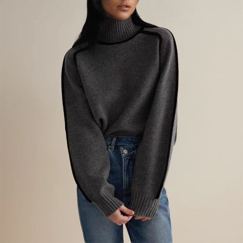 Womens Turtleneck Knit Pullover | Winter Long Sleeve
