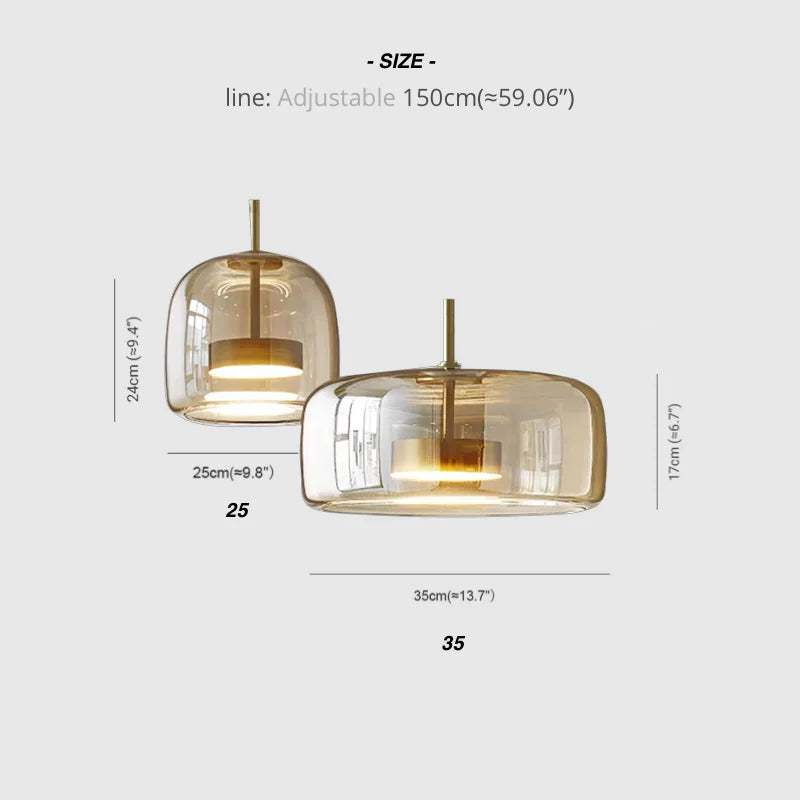 Contemporary Glass Pendant Light Adjustable Hanging Ceiling Light