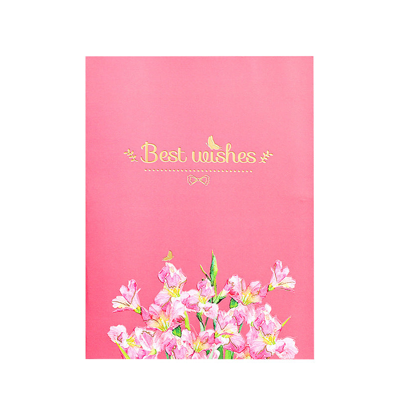 3D Pop-up Mors Dag Gavekort – Lyserødt Blomsterdesign