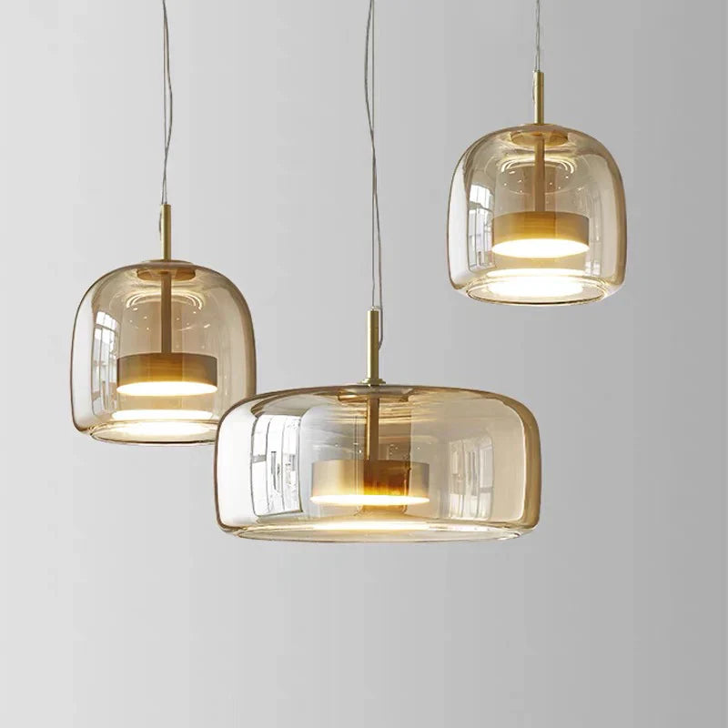 Contemporary Glass Pendant Light Adjustable Hanging Ceiling Light
