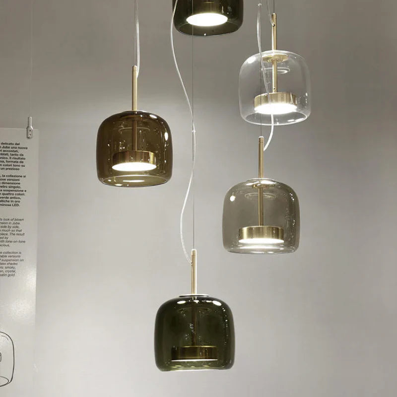 Contemporary Glass Pendant Light Adjustable Hanging Ceiling Light