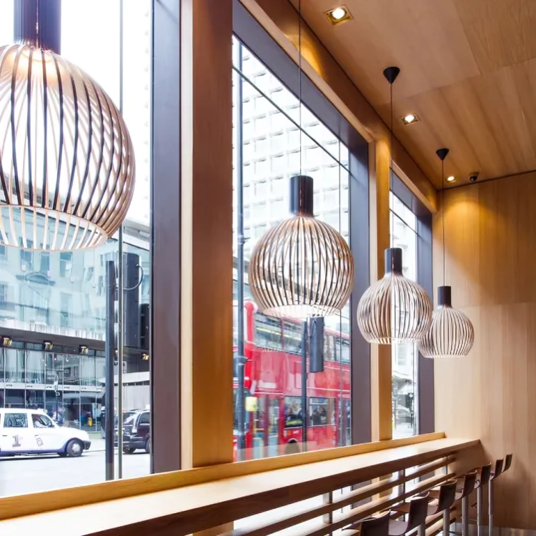 Adjustable Hanging Woodwork Pendant Light for Indoor Spaces