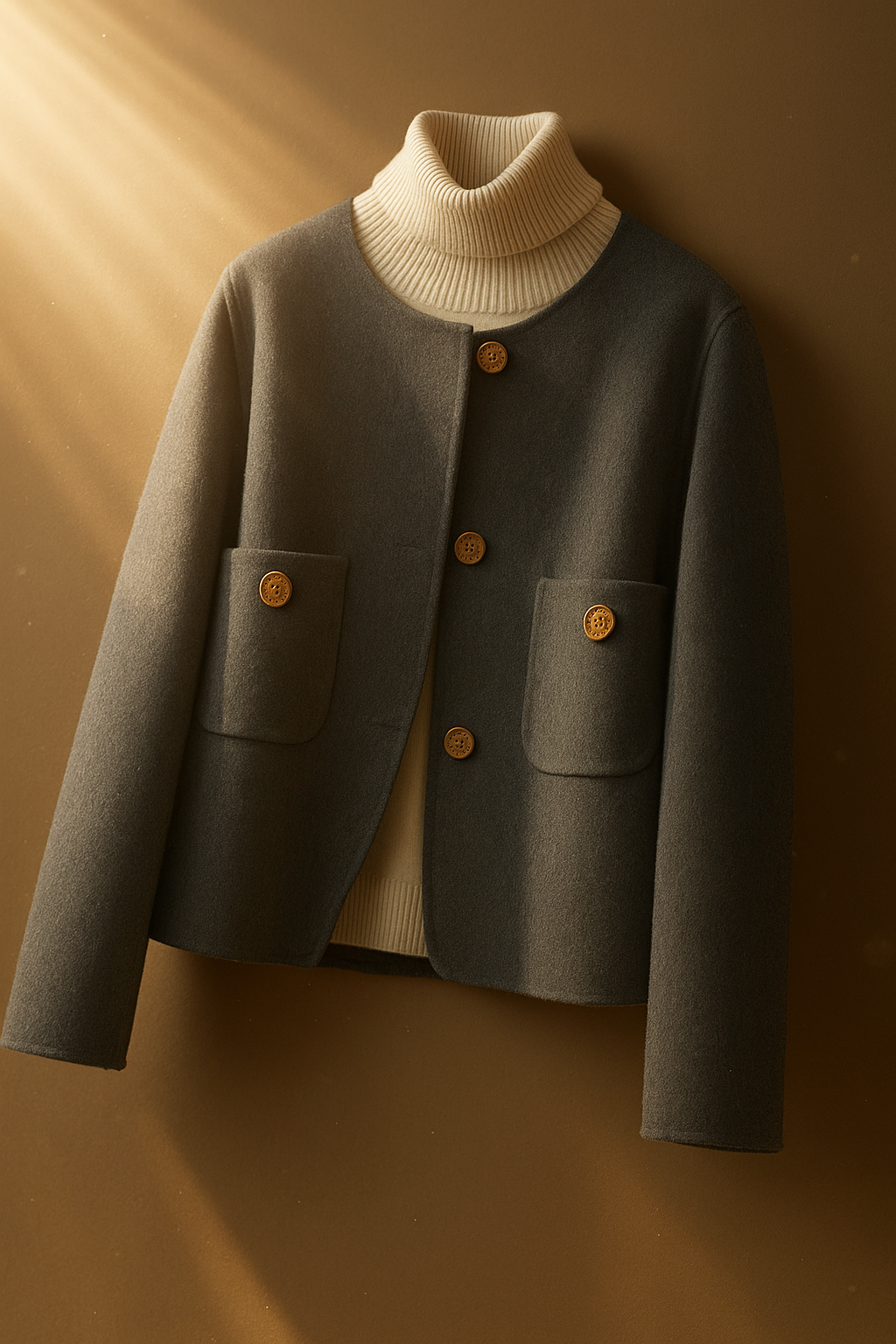 Womens Button Front Coat | Round Neck Winter Style