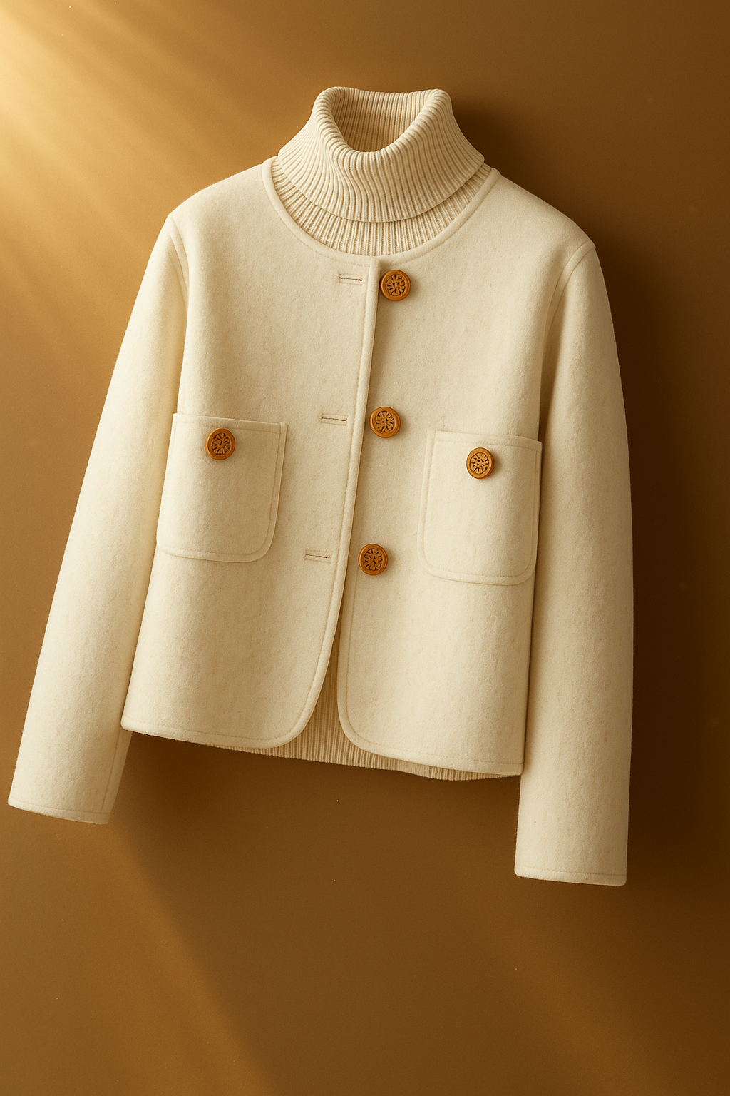 Womens Button Front Coat | Round Neck Winter Style