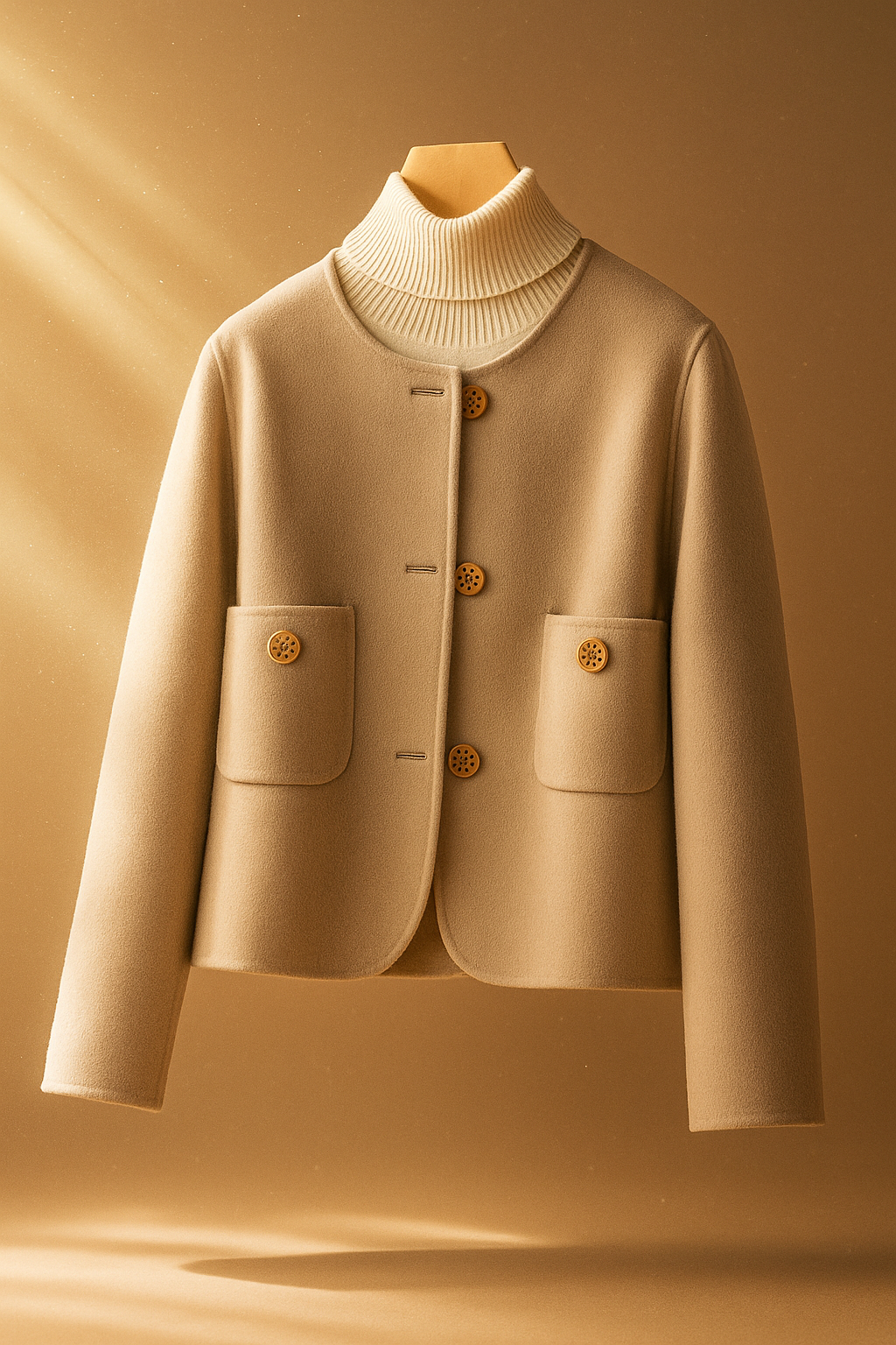 Womens Button Front Coat | Round Neck Winter Style