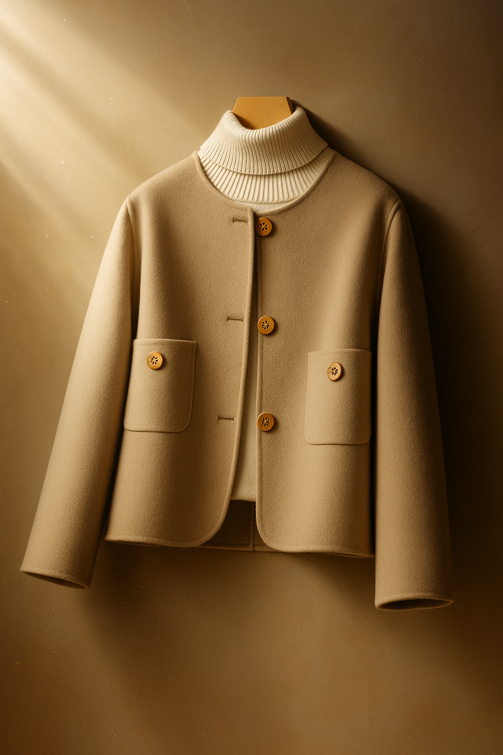 Womens Button Front Coat | Round Neck Winter Style