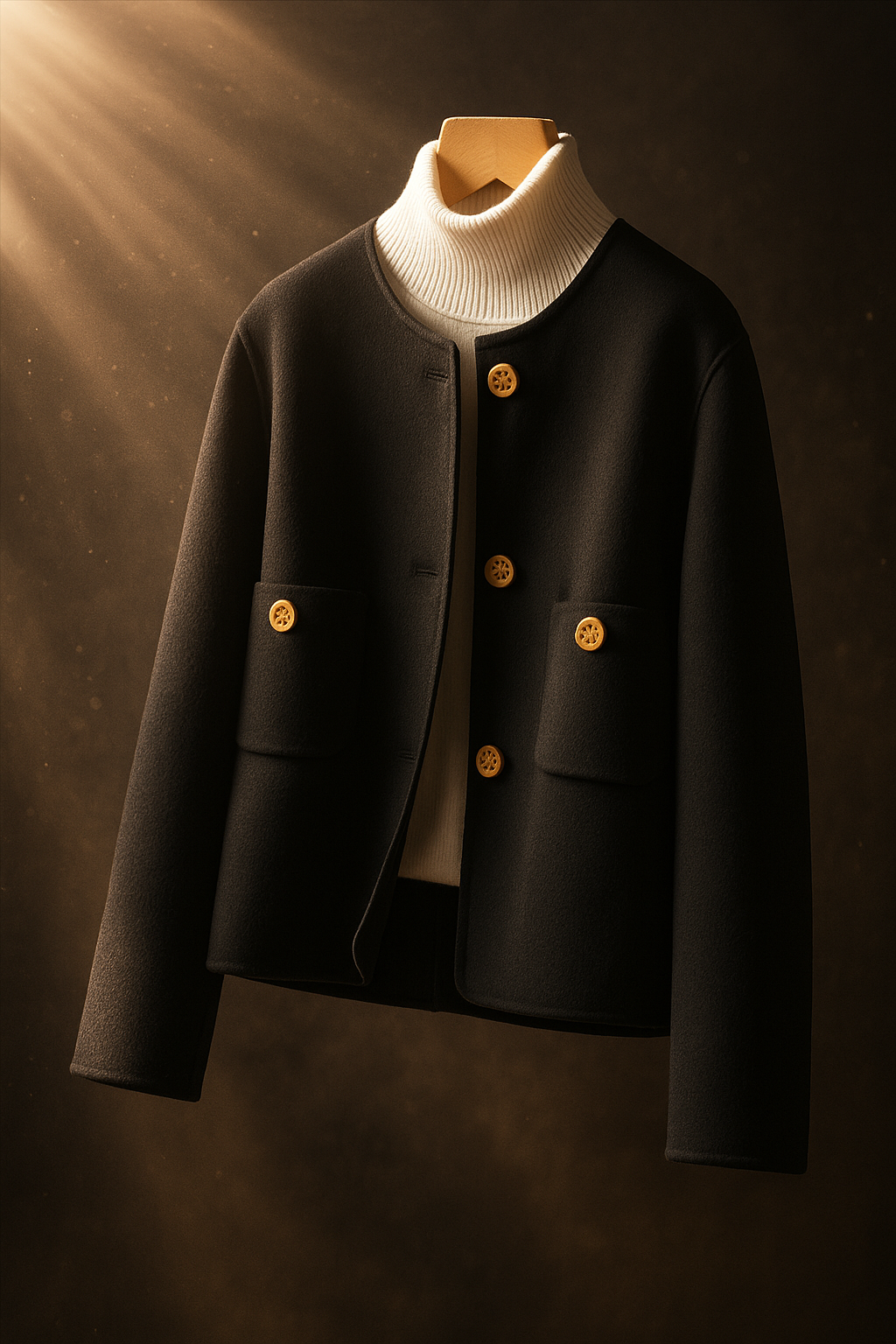 Womens Button Front Coat | Round Neck Winter Style