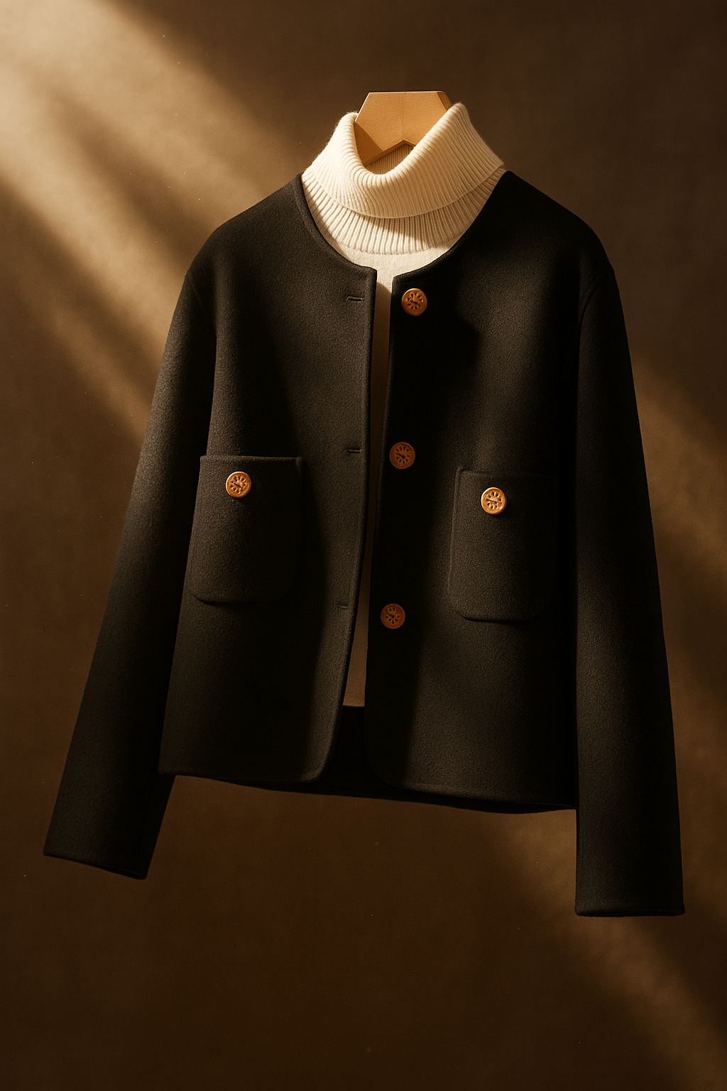 Womens Button Front Coat | Round Neck Winter Style