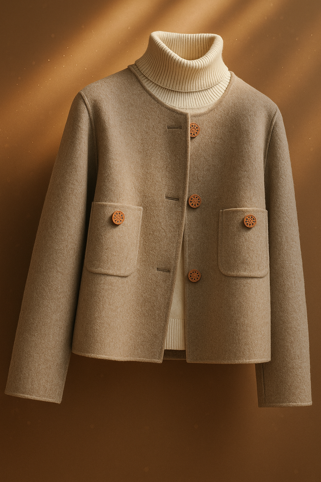 Womens Button Front Coat | Round Neck Winter Style