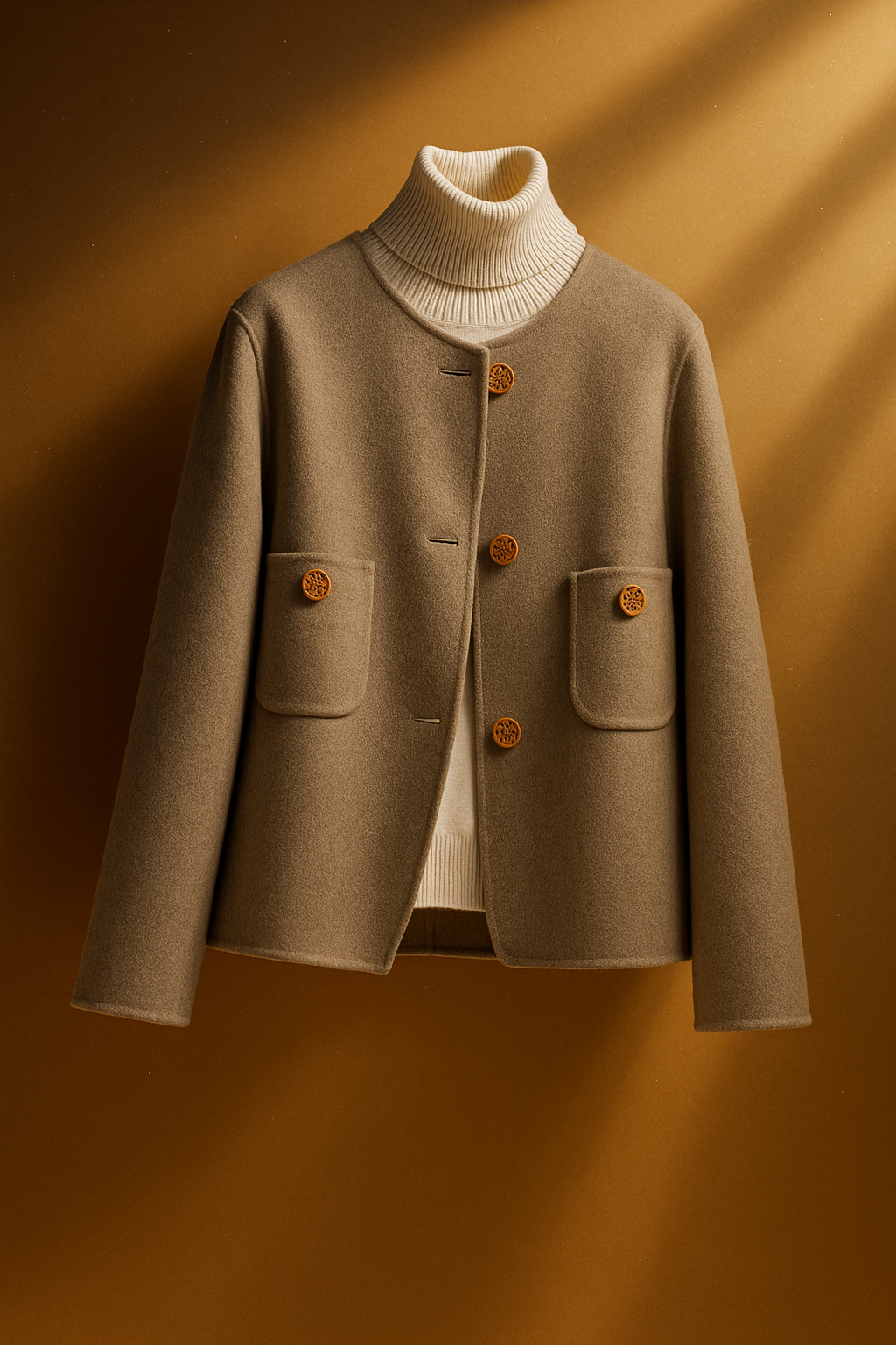 Womens Button Front Coat | Round Neck Winter Style