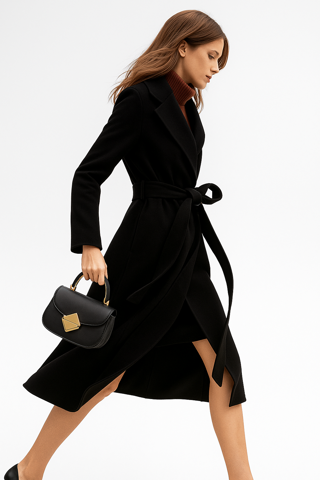 Womens Belted Coat | Midi Length Winter Style