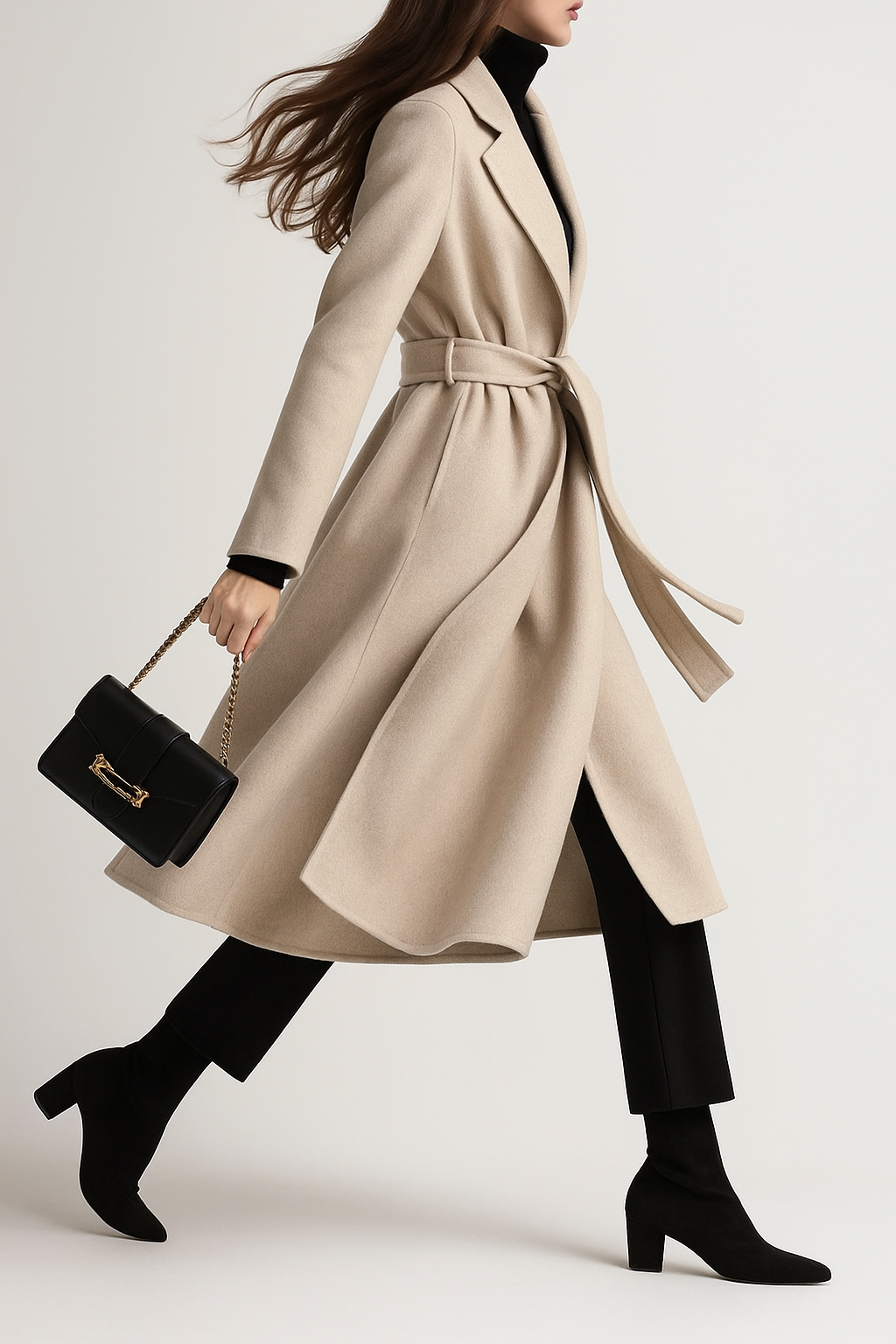 Womens Belted Coat | Midi Length Winter Style