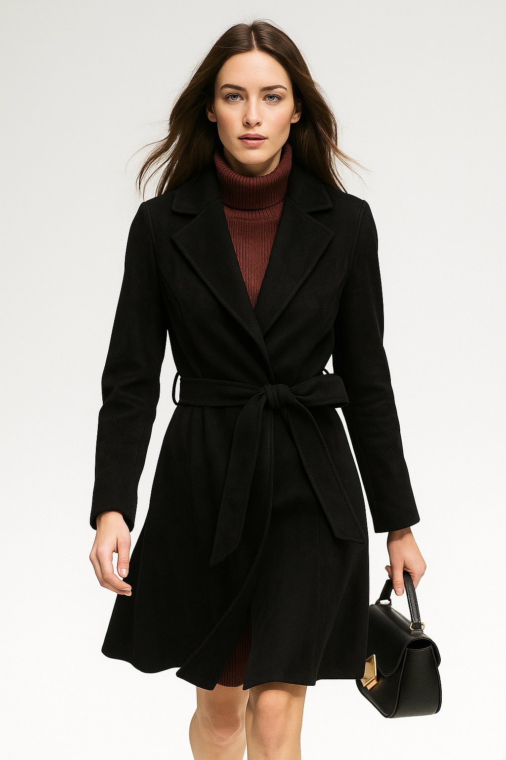Womens Belted Coat | Midi Length Winter Style
