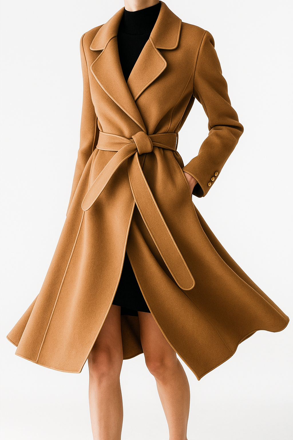 Womens Long Belted Coat | Defined Outline