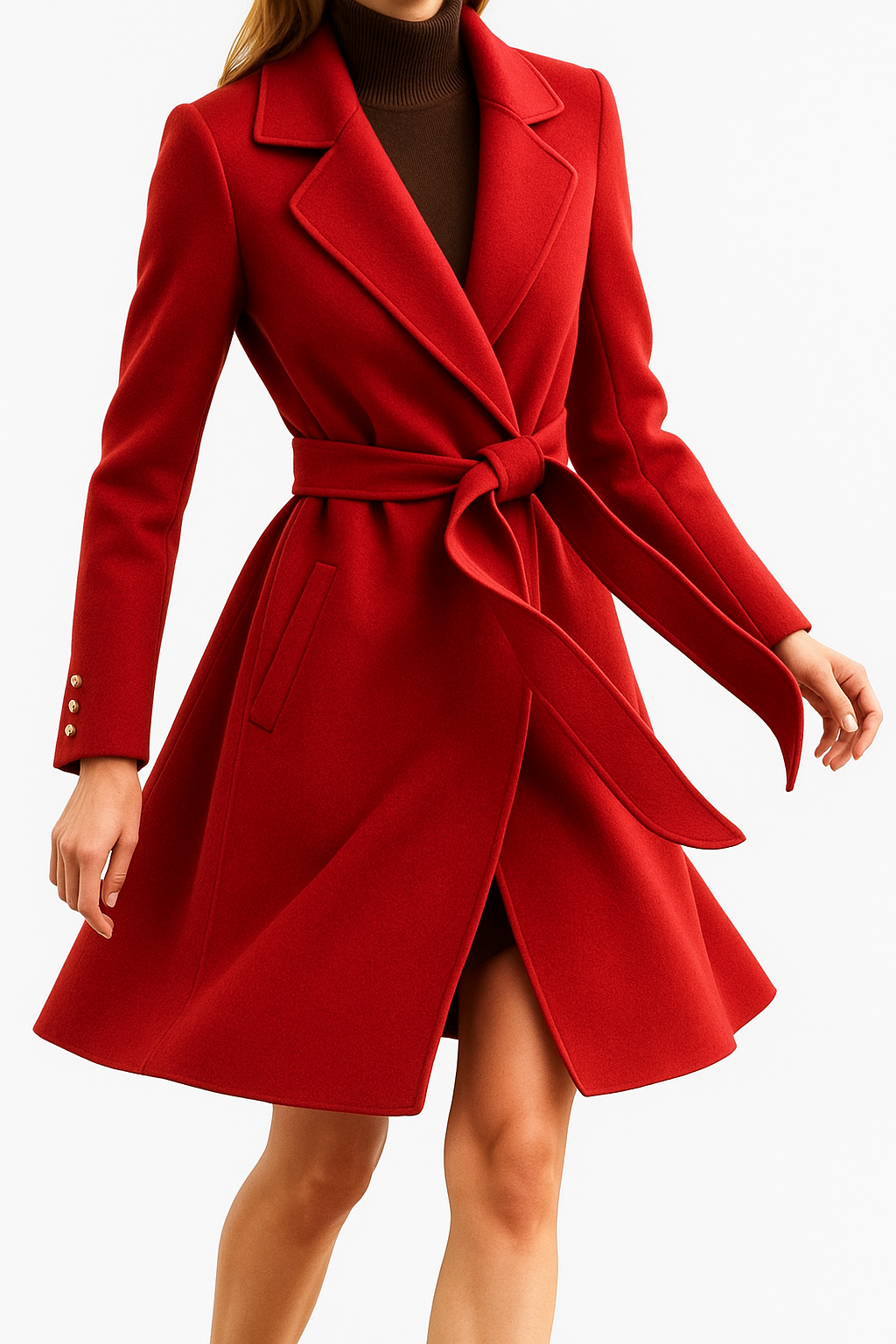 Womens Long Belted Coat | Defined Outline
