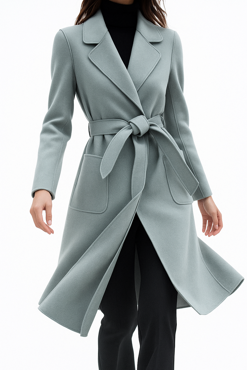 Womens Long Belted Coat | Defined Outline