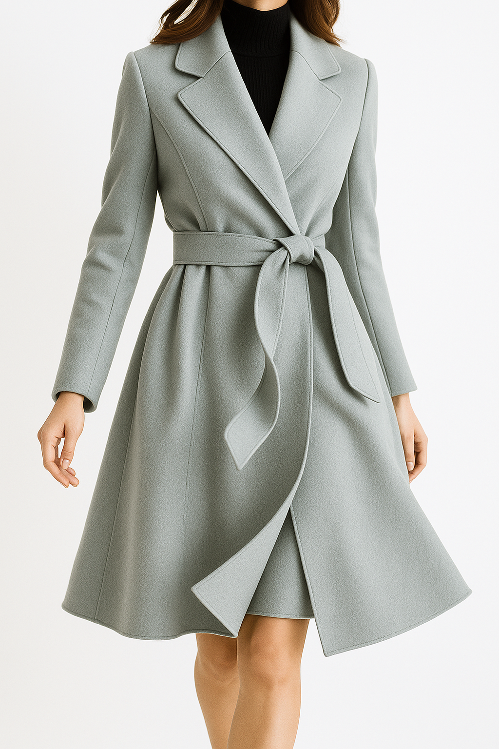 Womens Long Belted Coat | Defined Outline