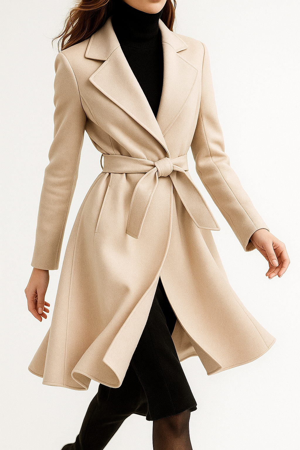 Womens Long Belted Coat | Defined Outline