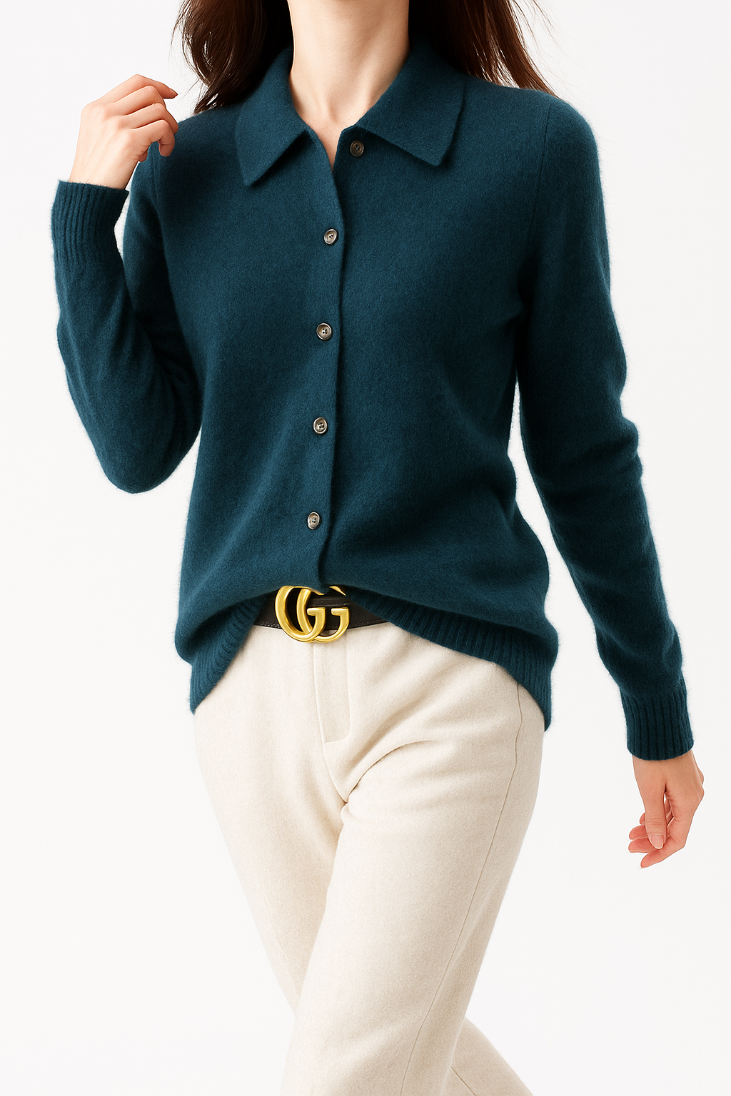 Womens Polo Cardigan | Button Front Knit Top