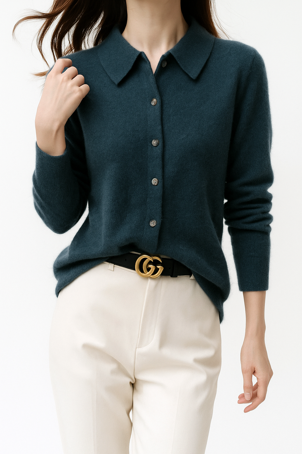 Womens Polo Cardigan | Button Front Knit Top