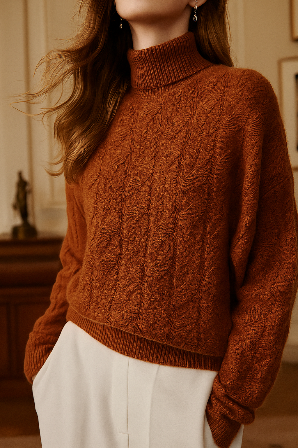 Womens Cable Knit Sweater | Seasonal Long Sleeve Top