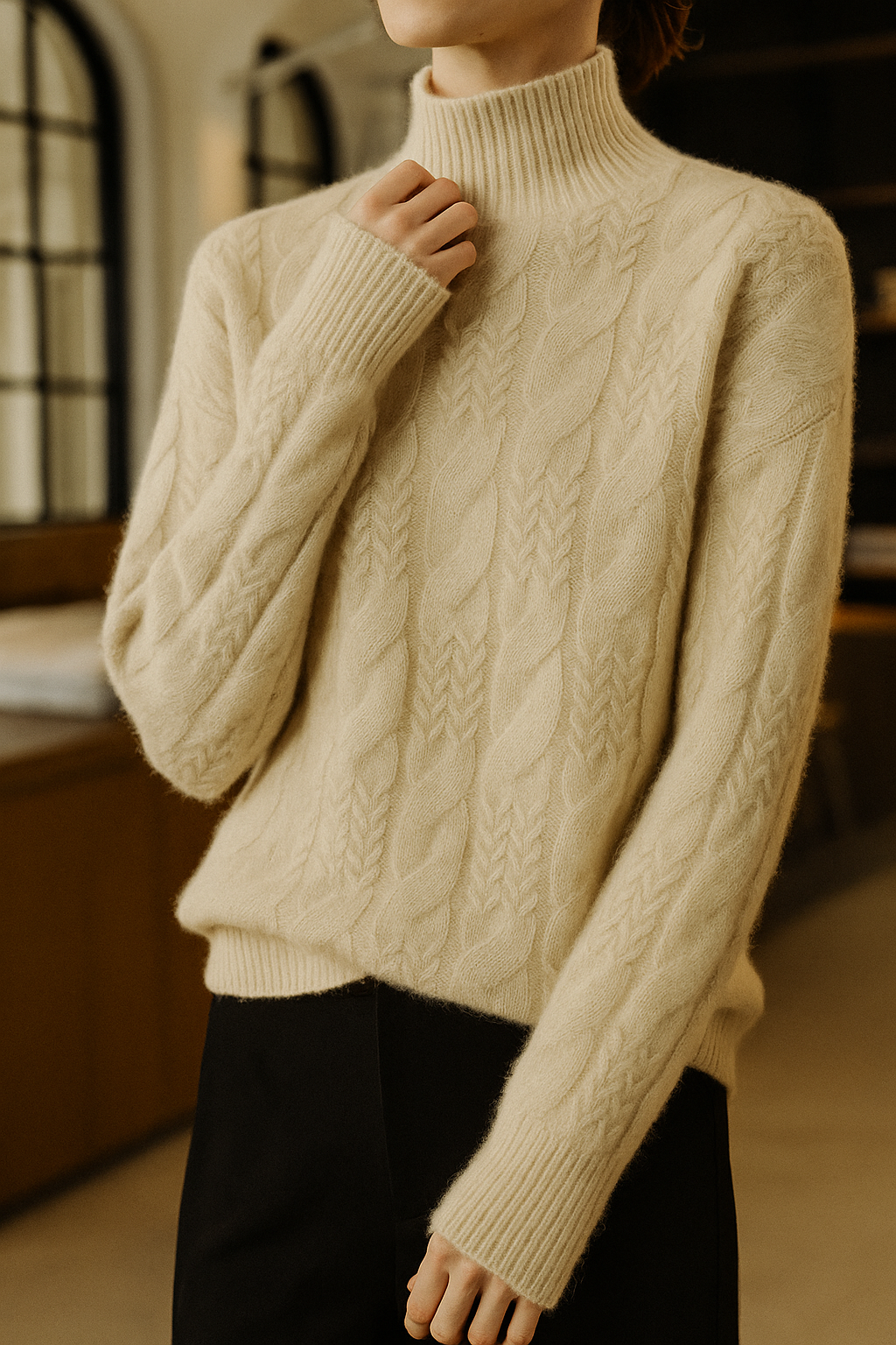 Womens Cable Knit Sweater | Seasonal Long Sleeve Top