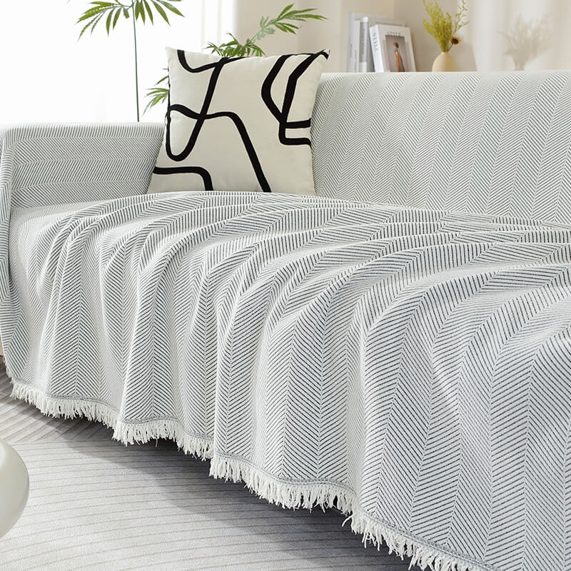 Sofa Throw Cover Patterned Design With Tassel Finish