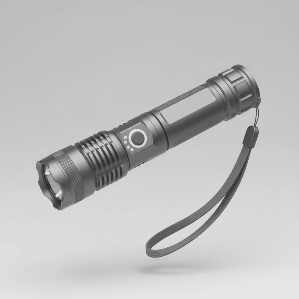 Wiederaufladbare LED-Taschenlampe mit hohem Lichtstrom und Fokussier-Zoom