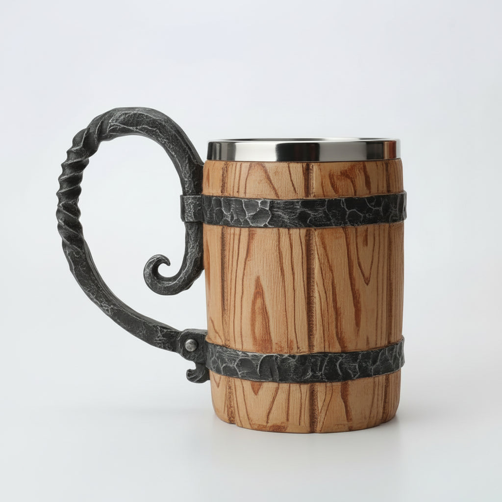 Trinkbecher im Wiking Stil mit doppelter Wand, Fassungsvermögen 650 ml