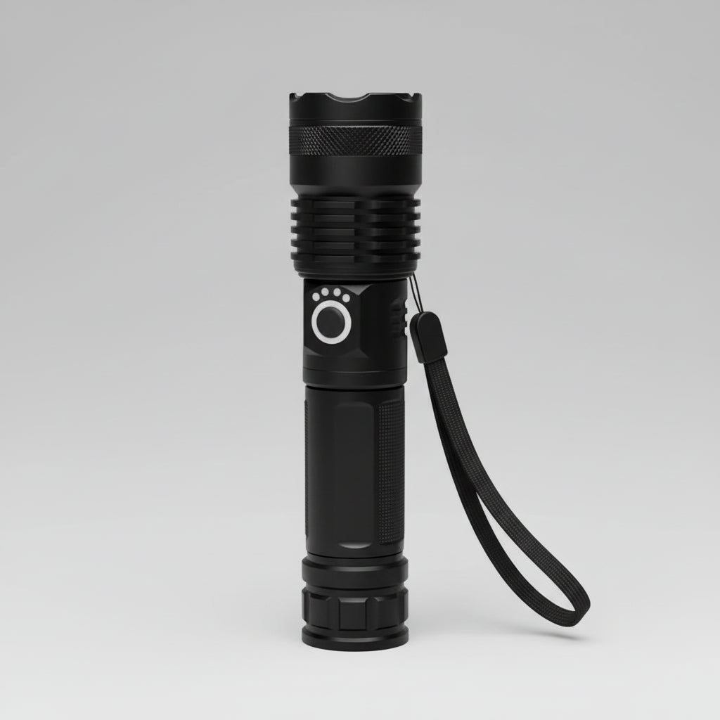 Wiederaufladbare LED-Taschenlampe mit hohem Lichtstrom und Fokussier-Zoom