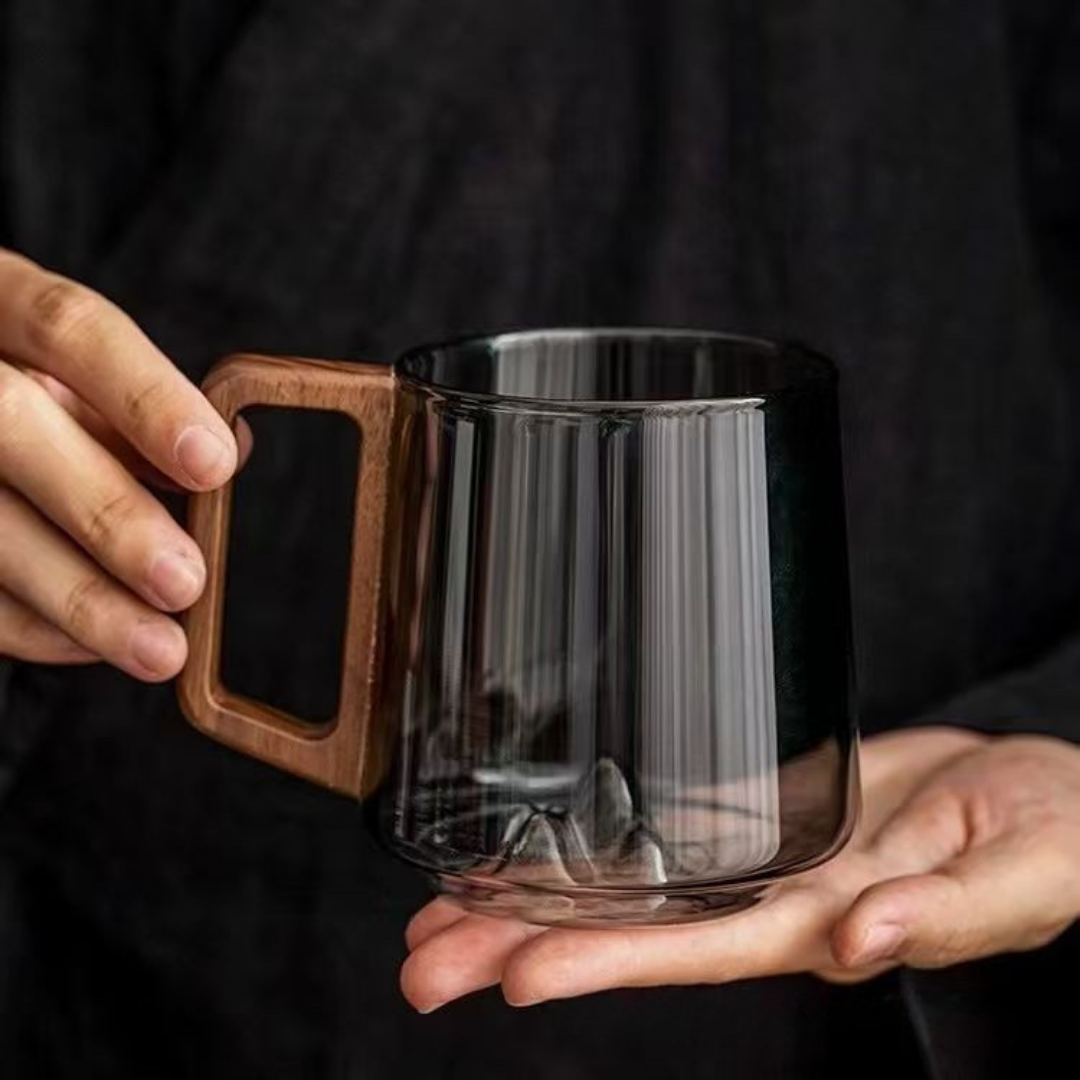 Contemporary Coffee Mug Sleek Clear Design with Handle