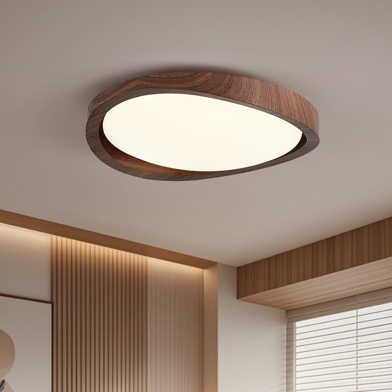 Moderne LED-Deckenleuchte mit gebogenem Walnuss-Finish