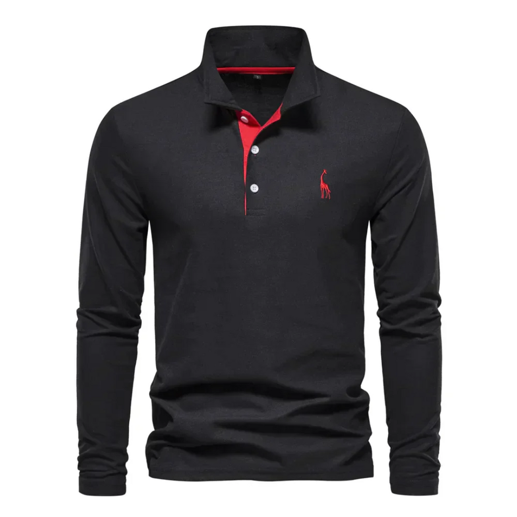 Mens Casual Polo Shirt | Long Sleeve Classic Fit