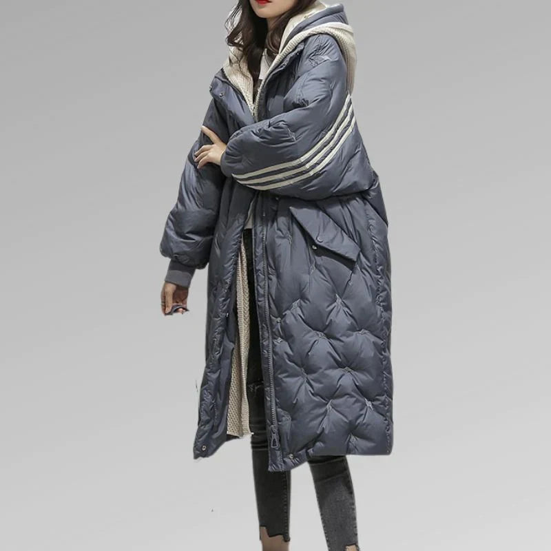 Women’s Hooded Knee Length Jacket | Quilted Front Design