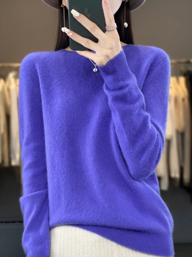 Womens Round Neck Knit Sweater | Casual Long Sleeve