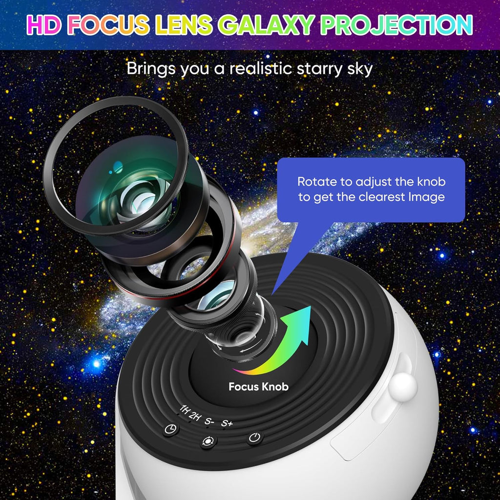 Galaxien-Sternprojektor mit 360° Drehung und hochauflösender Projektion