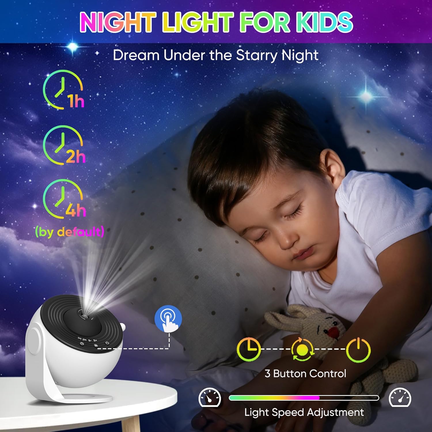 Galaxy Star Projector Light with 360° Rotation and HD Projection