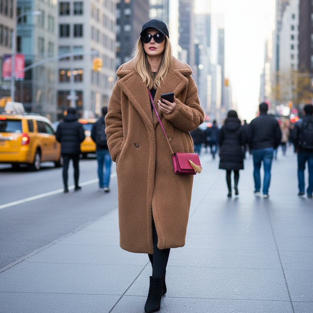 Women’s Oversized Long Coat | Lapel Front Design