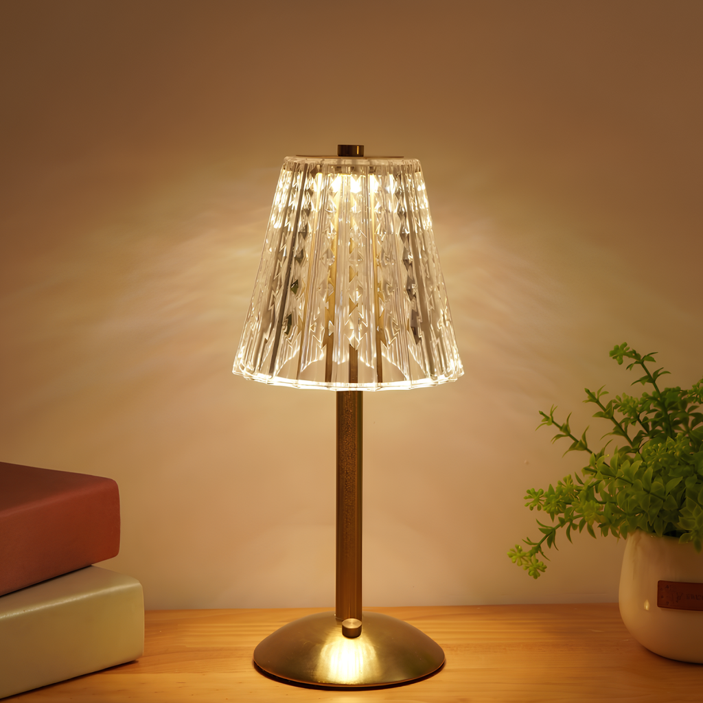 Wiederaufladbare Kristall-Tischlampe mit Berührungssensor Tragbare LED-Stimmungsleuchte