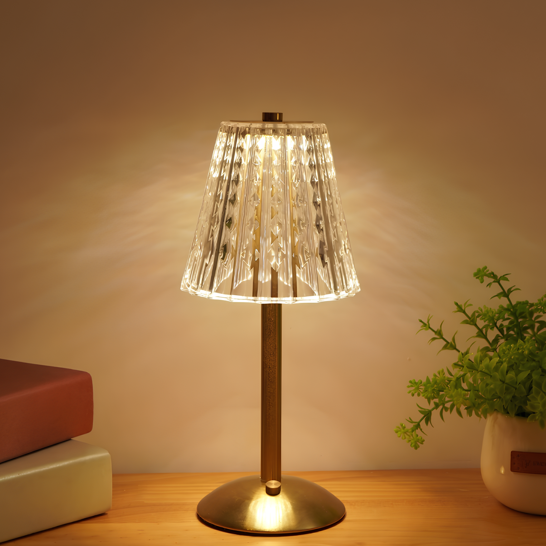 Wiederaufladbare Kristall-Tischlampe mit Berührungssensor Tragbare LED-Stimmungsleuchte
