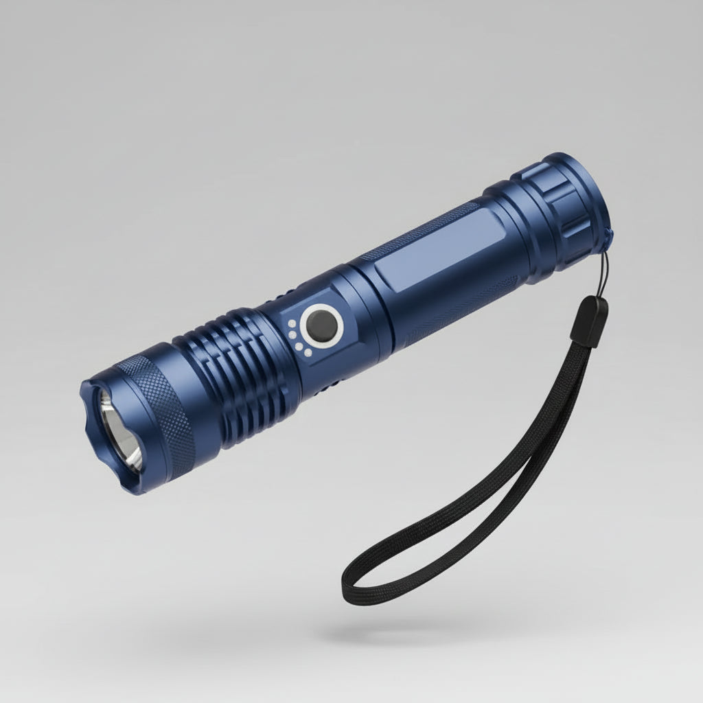Wiederaufladbare LED-Taschenlampe mit hohem Lichtstrom und Fokussier-Zoom