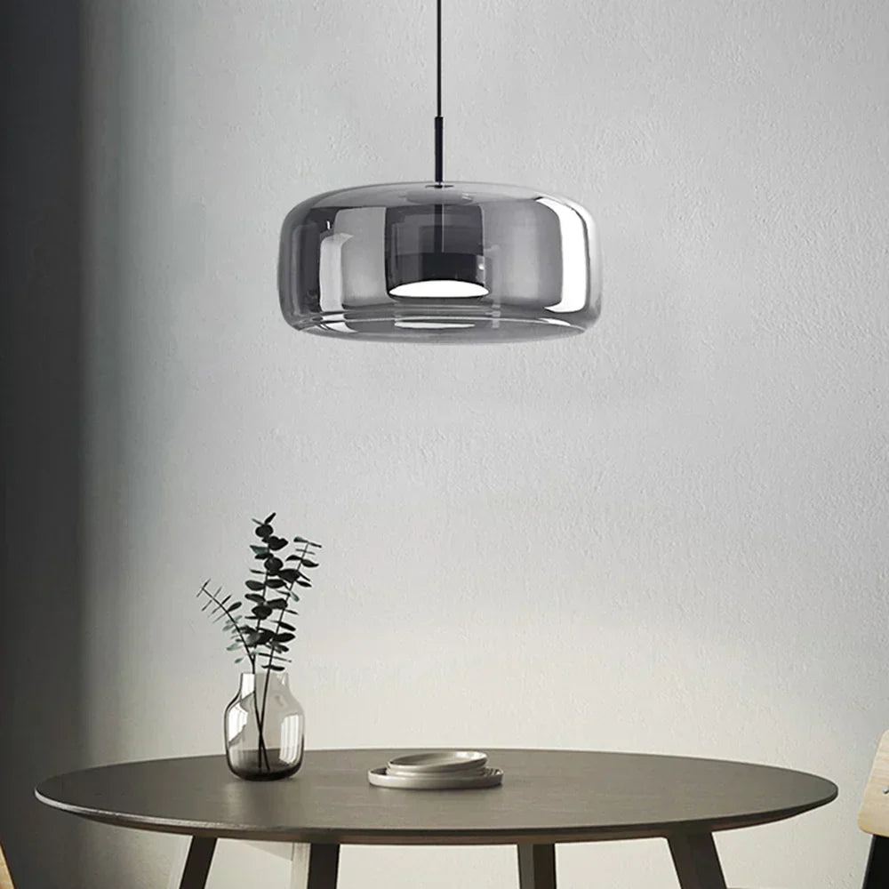 Contemporary Glass Pendant Light Adjustable Hanging Ceiling Light