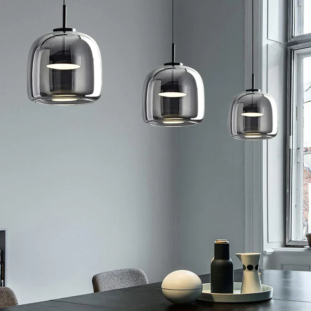 Contemporary Glass Pendant Light Adjustable Hanging Ceiling Light