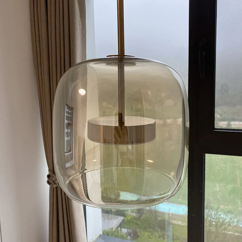 Contemporary Glass Pendant Light Adjustable Hanging Ceiling Light