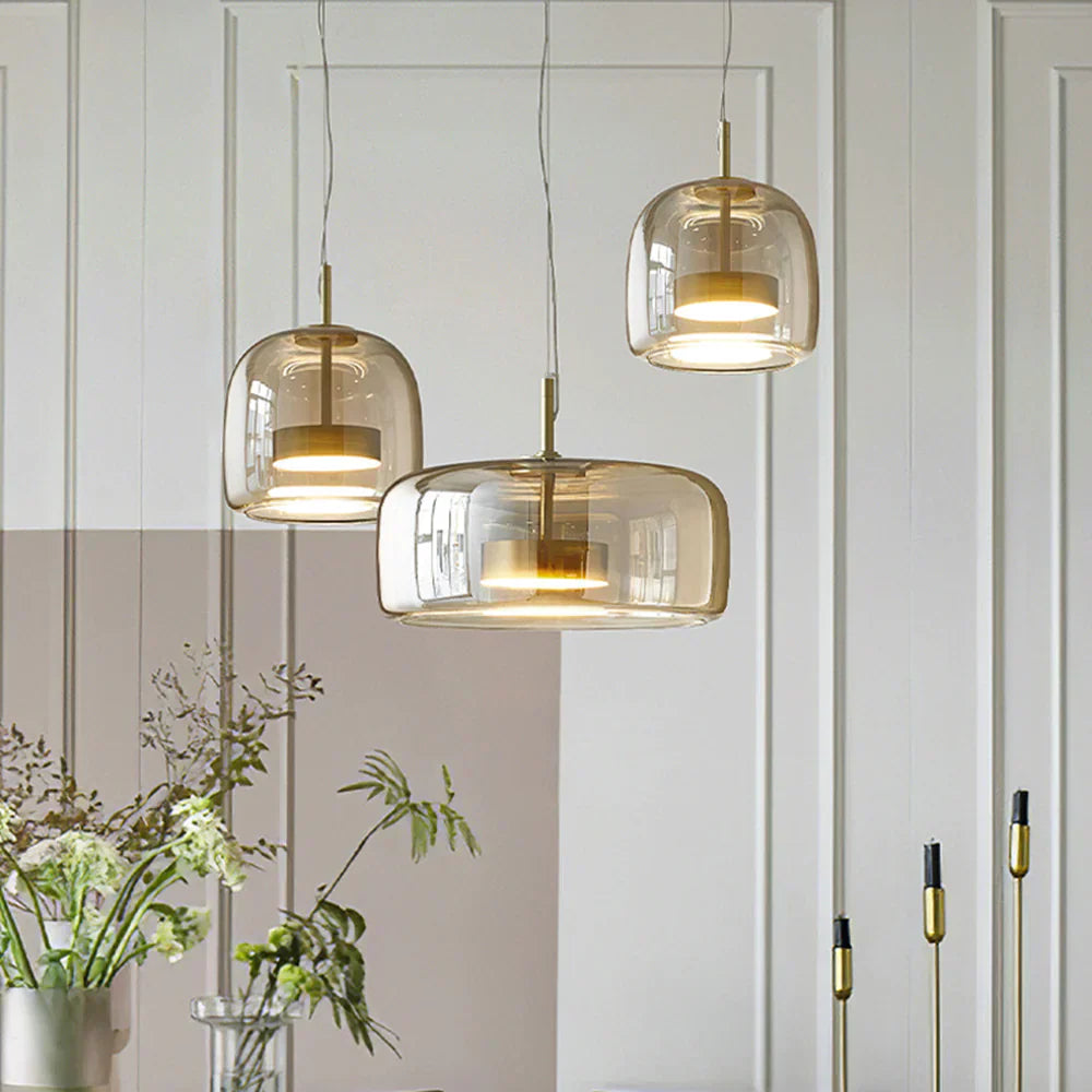 Contemporary Glass Pendant Light Adjustable Hanging Ceiling Light